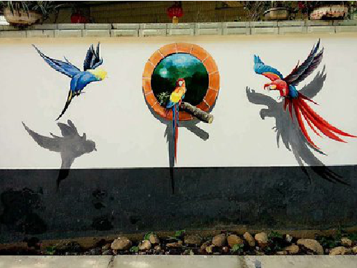 双牌视觉错位-3D墙绘设计