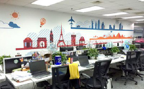 双牌教你设计办公室墙绘的方法。