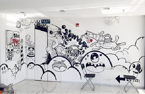 双牌手绘墙并非传统涂鸦。